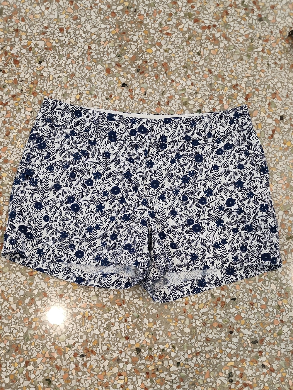 J. Crew Shorts with Navy And White Floral Print